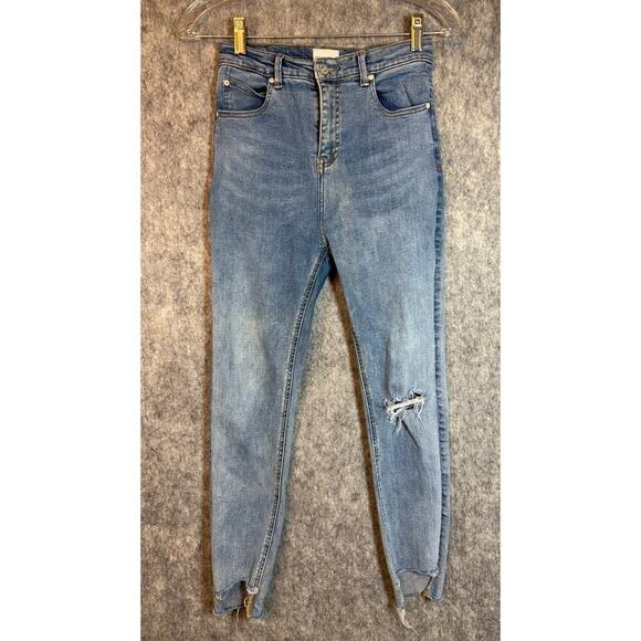 MOTHER The Looker Ankle Fray Distressed Knee Stretch Skinny Jeans - Size 27 - Picture 1 of 11